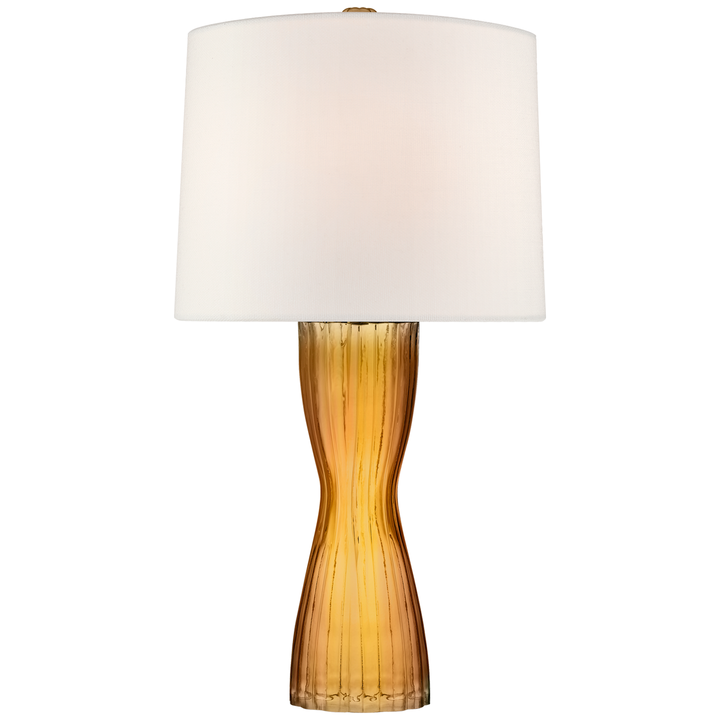 Seine Medium Table Lamp in Amber with Linen Shade