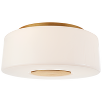 Acme Large Flush Mount in Soft Brass with White Glass