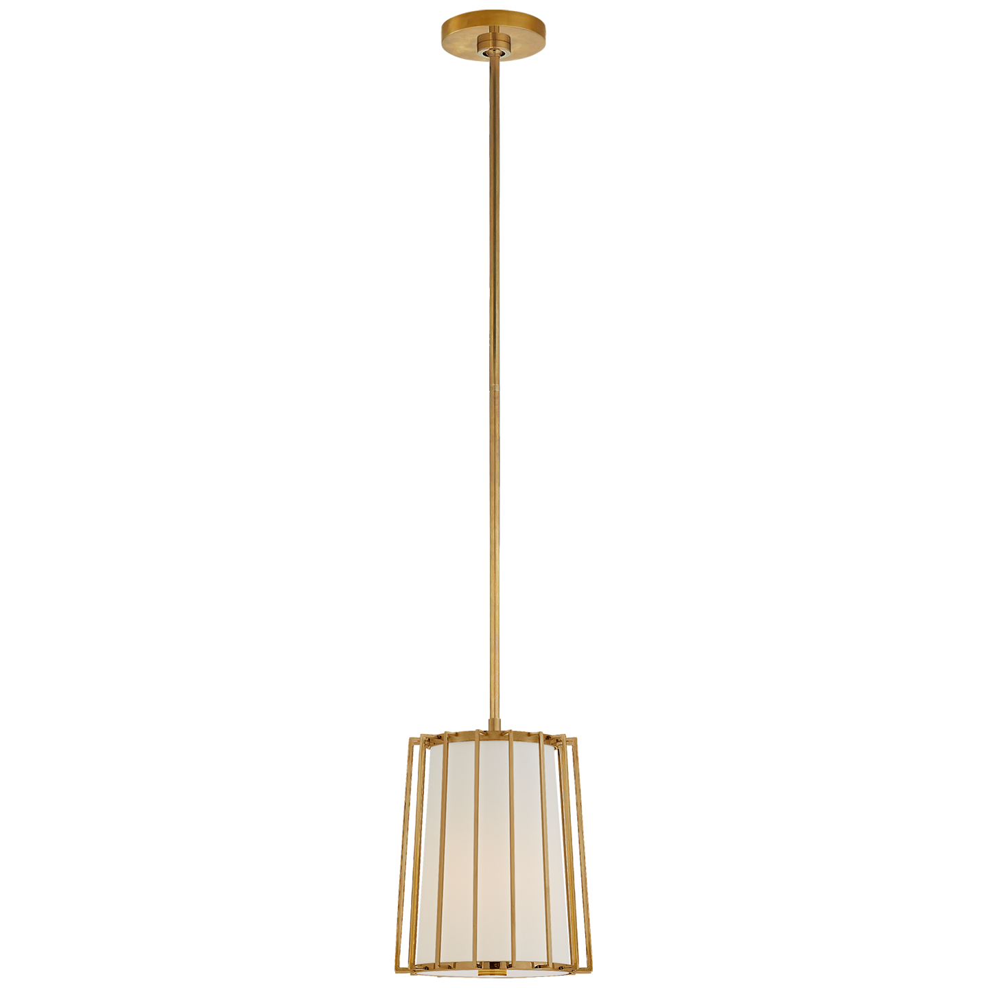 Carousel Small Tapered Lantern in Soft Brass with Linen Shade