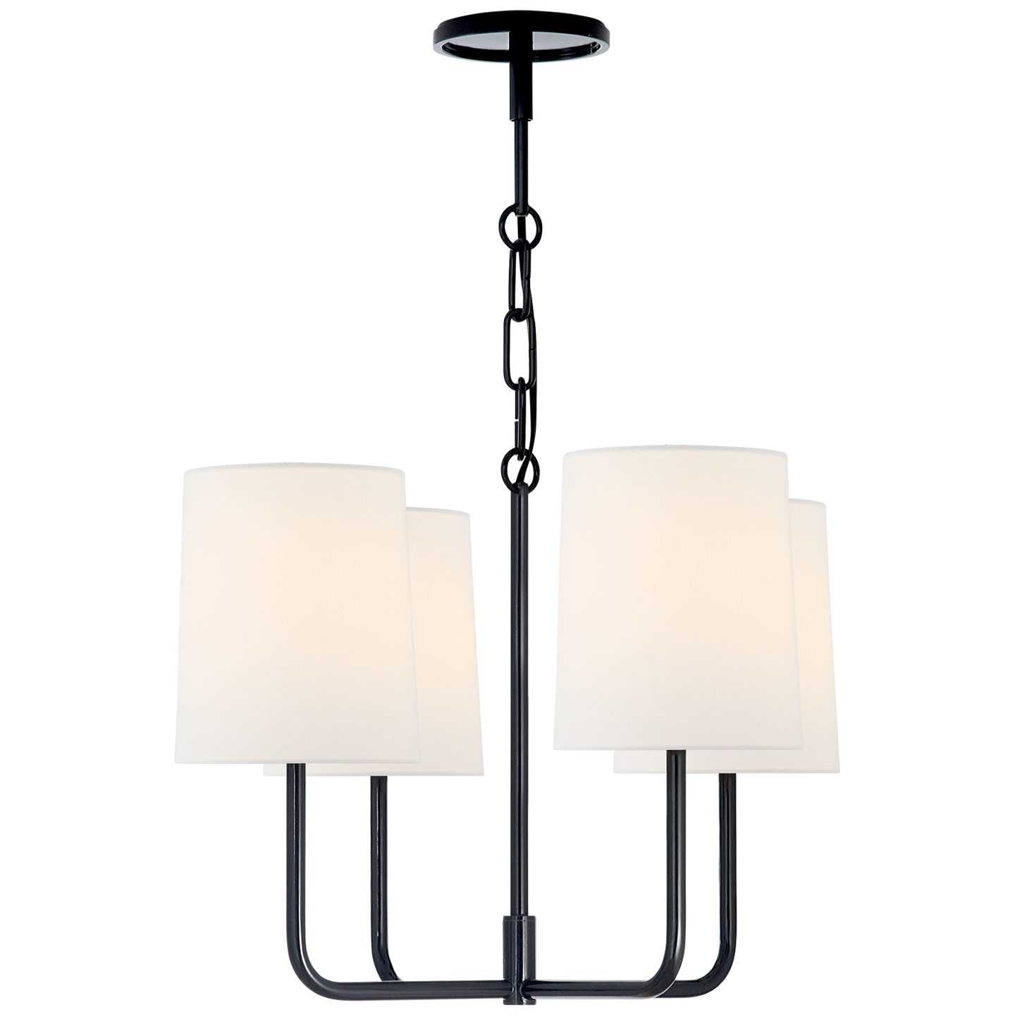 Go Lightly Small Chandelier in Charcoal with Linen Shades