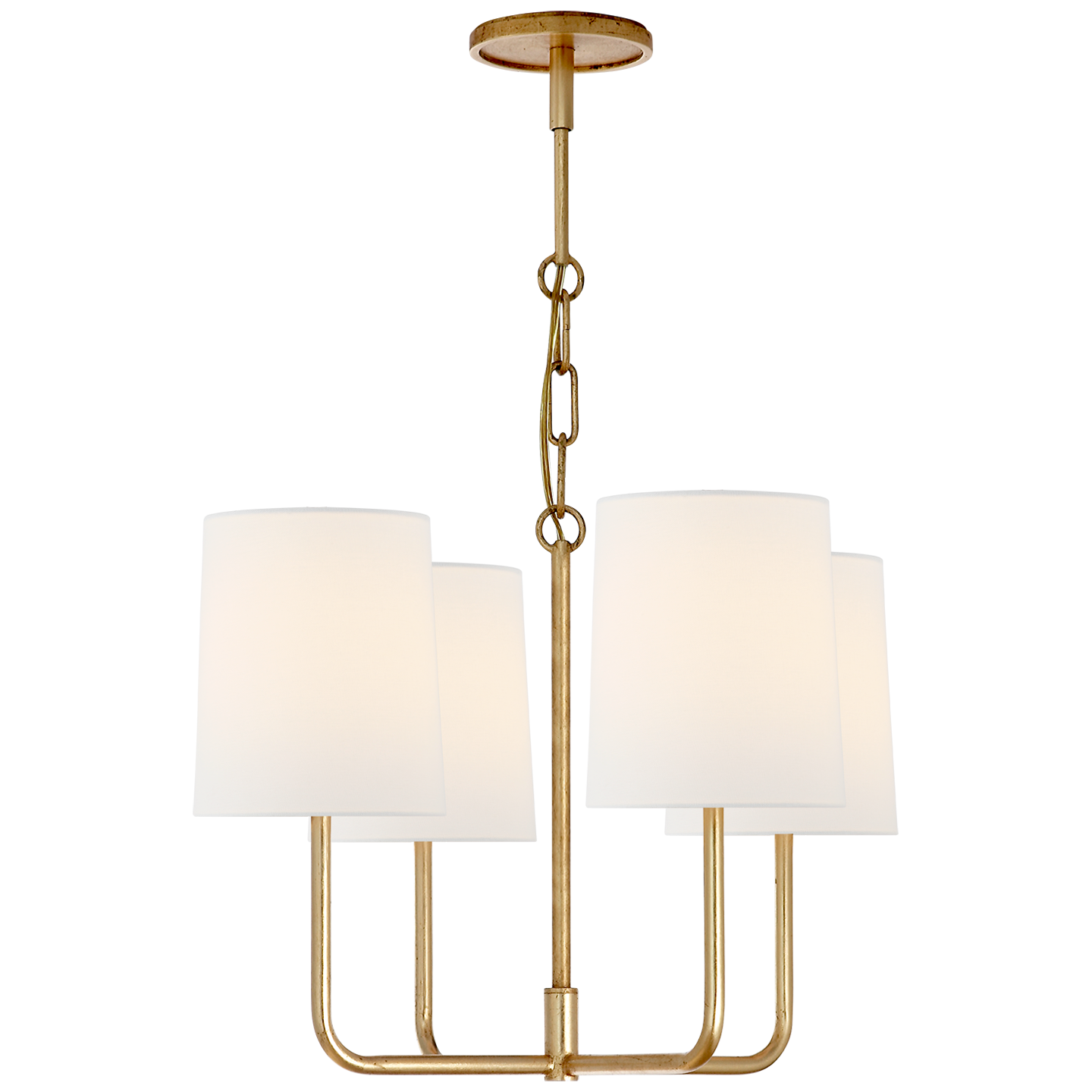 Go Lightly Small Chandelier in Gilded with Linen Shades
