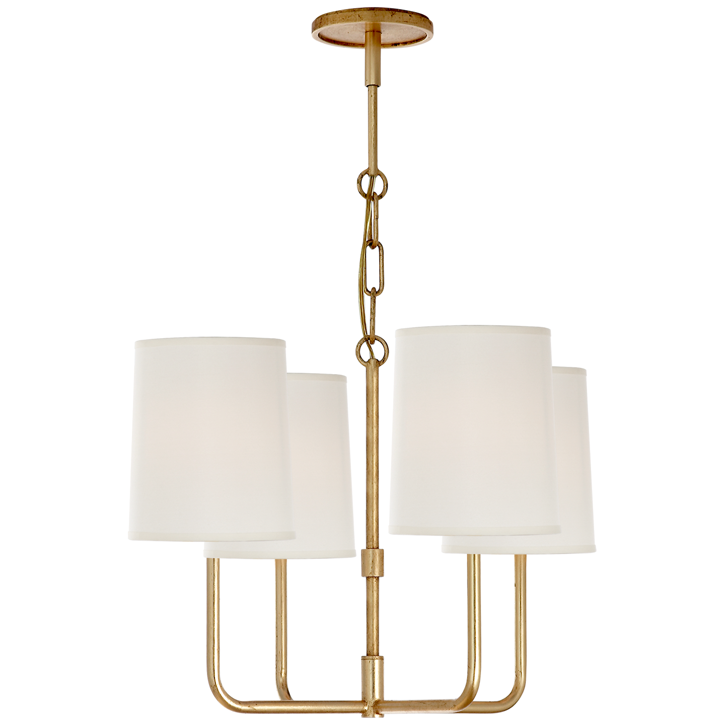 Go Lightly Small Chandelier in Gilded with Silk Shades