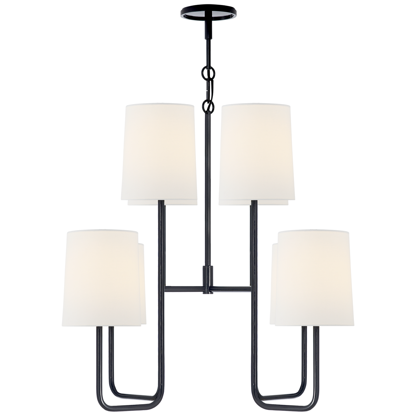 Go Lightly Medium Chandelier in Charcoal with Linen Shades