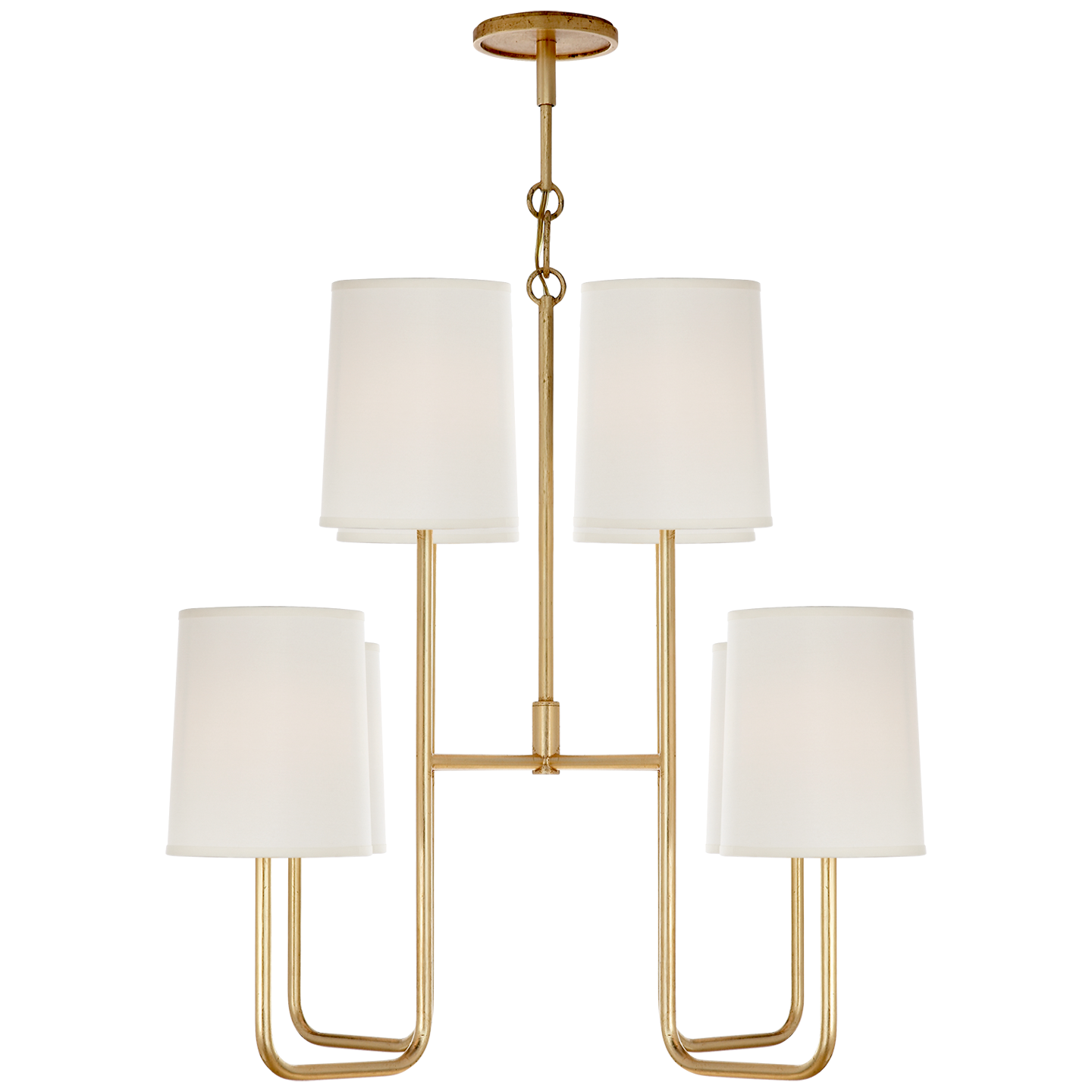 Go Lightly Medium Chandelier in Gilded with Silk Shades