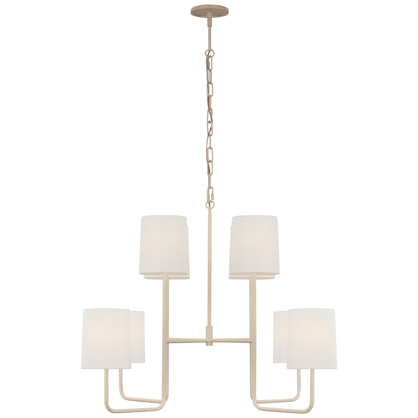 Go Lightly Extra Large Two Tier Chandelier in China White with Linen Shades Open Box