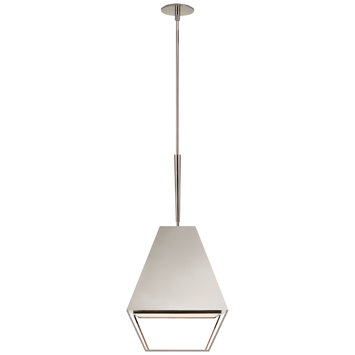 Odeum Medium Lantern in Polished Nickel with Frosted Acrylic Diffuser