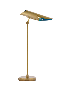 Flore Desk Lamp in Soft Brass and Riviera Blue