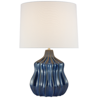 Ebb Large Table Lamp in Mixed Blue Brown with Linen Shade
