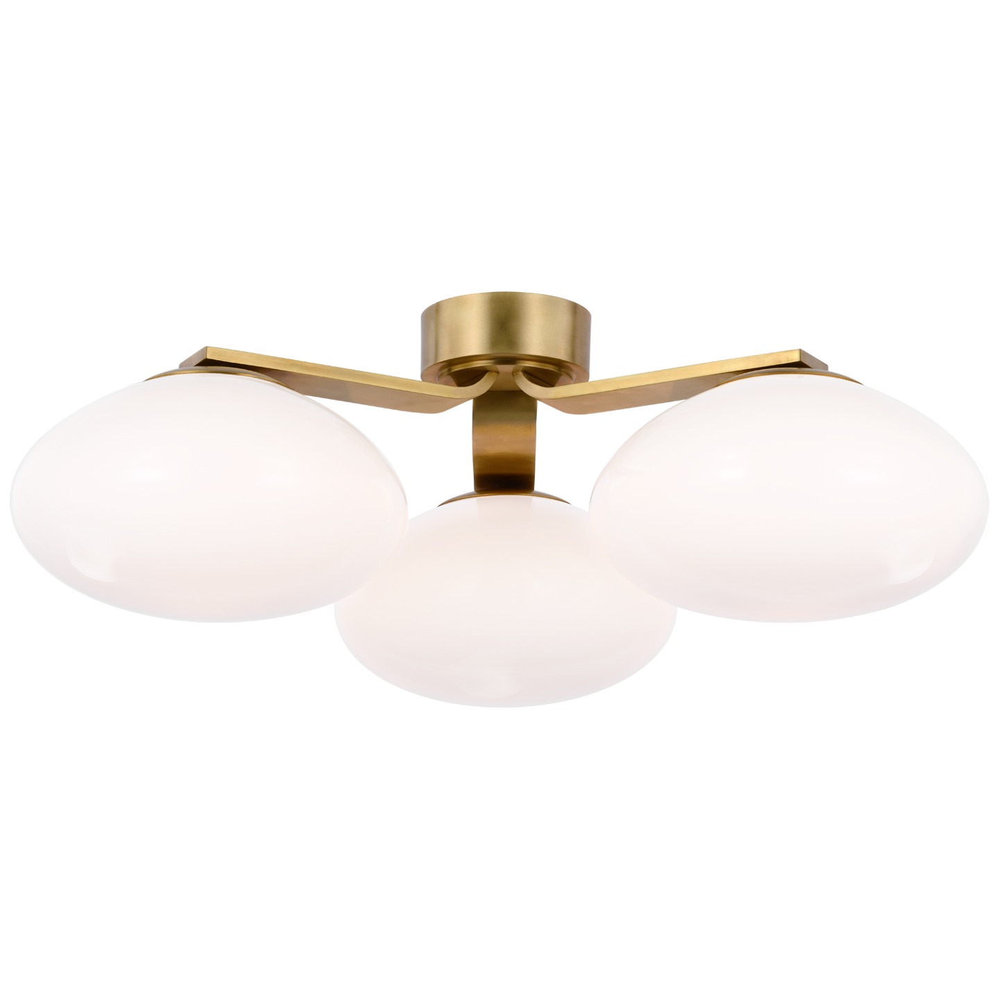 Marisol XL Triple Flush Mount in Soft Brass with White Glass