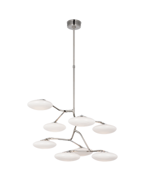 Brindille XL Entry Chandelier in Polished Nickel with White Glass 