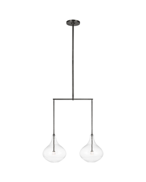 Lomme Small Linear Chandelier in Gun Metal with Clear Glass