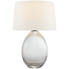 Myla Medium Wide Table Lamp in Clear Glass with Linen Shade
