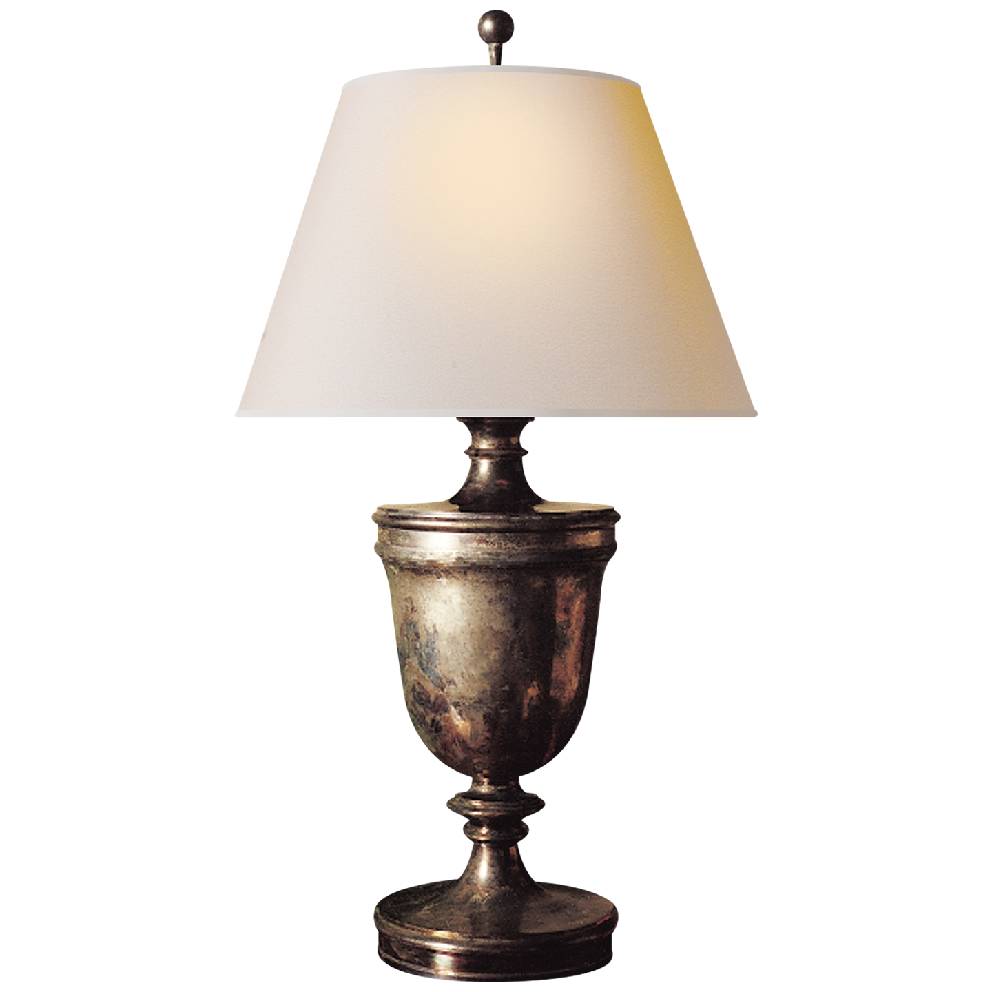 Classical Urn Form Large Table Lamp in Sheffield Nickel with Natural Paper Shade