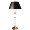 Dorchester Club Table Lamp in Antique-Burnished Brass with Black Shade
