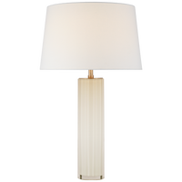 Fallon Large Table Lamp in White Glass with Linen Shade