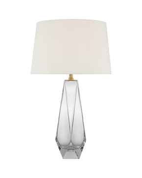 Gemma Medium Table Lamp in Clear Glass with Linen Shade