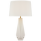 Gemma Medium Table Lamp in White Glass with Linen Shade