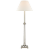 Swedish Column Buffet Lamp in Polished Nickel with Linen Shade