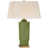 Khan Square Tapered Table Lamp in Shellish Kiwi with Natural Paper Shade