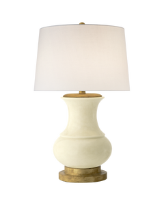 Deauville Table Lamp in Tea Stain Porcelain with Linen Shade