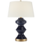 Weller Zig-Zag Table Lamp in Denim with Linen Shade