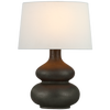 Lismore Medium Table Lamp in Stained Black Metallic with Linen Shade