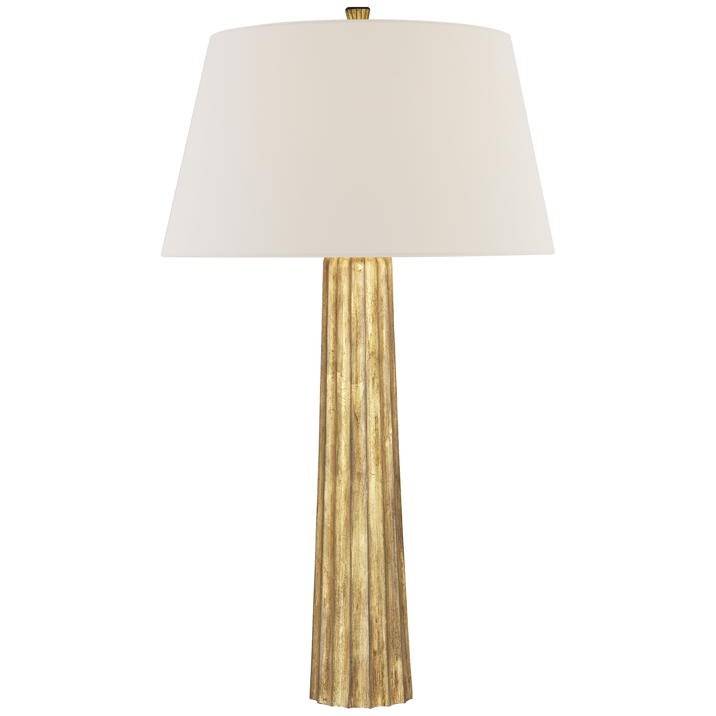 Fluted Spire Large Table Lamp in Gilded Iron with Linen Shade