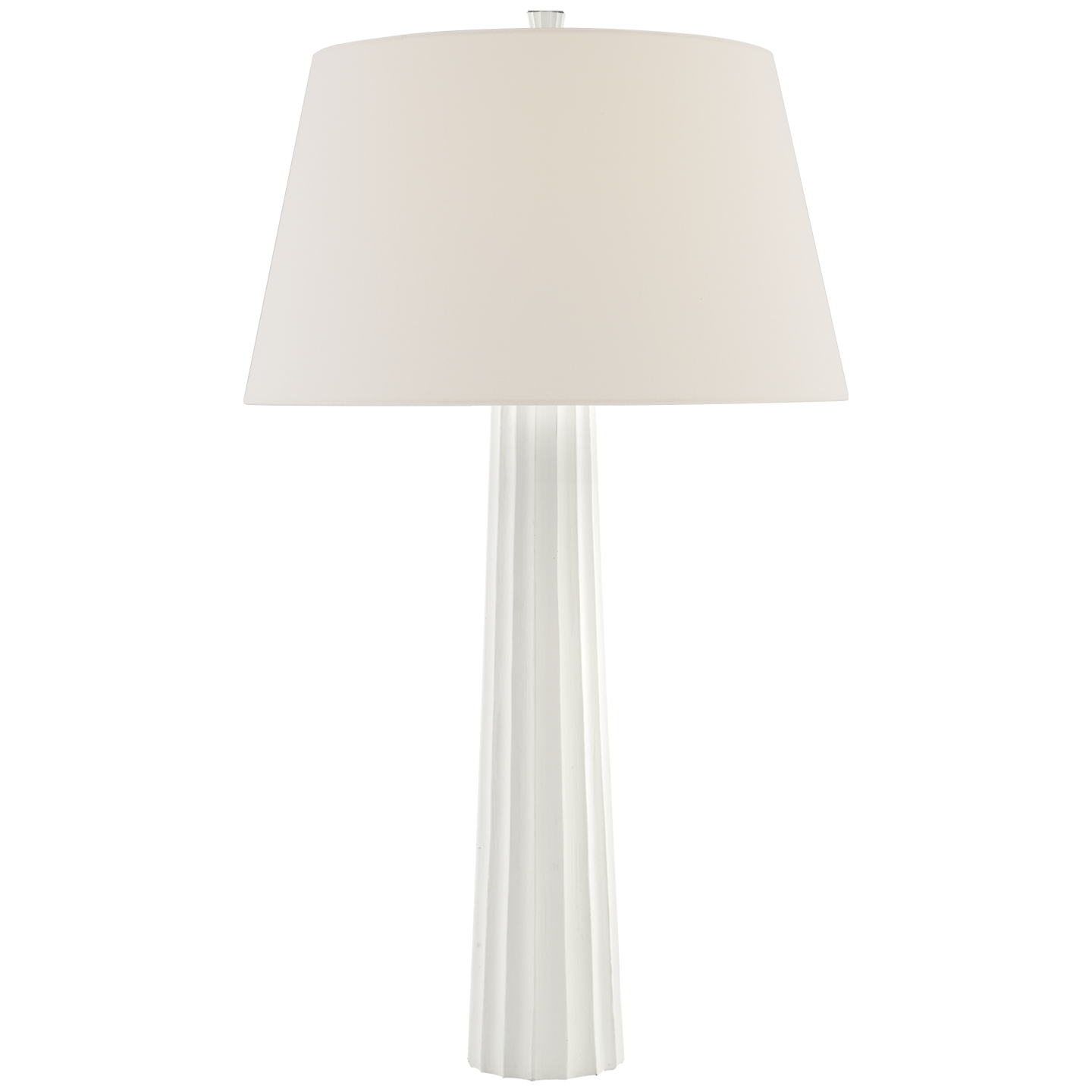 Fluted Spire Large Table Lamp in Plaster White with Linen Shade