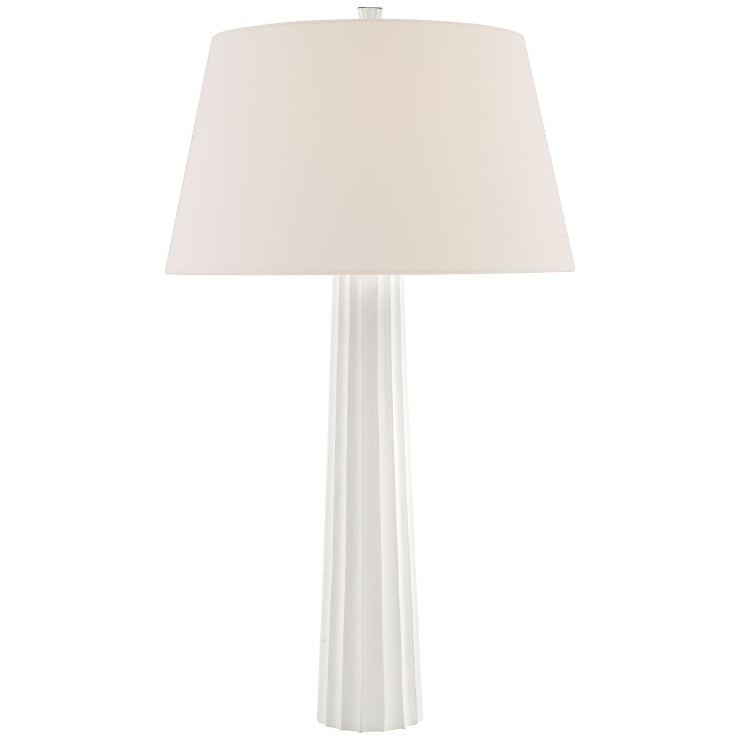 Fluted Spire Large Cordless Table Lamp in Plaster White with Linen Shade 220V
