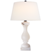 Balustrade Table Lamp in Alabaster with Linen Shade
