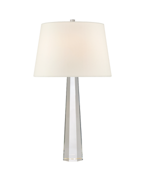 Octagonal Spire Medium Table Lamp in Crystal with Linen Shade