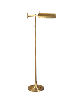 Dorchester Swing Arm Pharmacy Floor Lamp in Antique-Burnished Brass