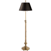 Overseas Adjustable Club Floor Lamp in Antique-Burnished Brass with Black Shade