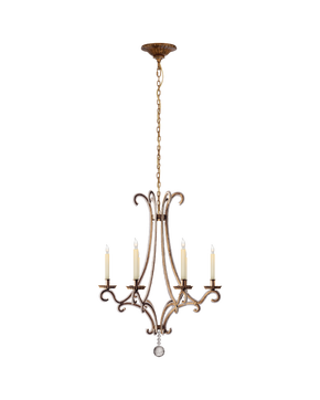 Oslo Small Chandelier in Gilded Iron with Crystal