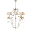 Montmarte Chandelier in Old White and Glass with Natural Paper Shades