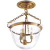 Country Semi-Flush Bell Jar Lantern in Antique-Burnished Brass