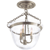 Country Semi-Flush Bell Jar Lantern in Antique Nickel