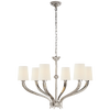 Ruhlmann Large Chandelier in Polished Nickel with Linen Shades