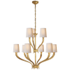 Ruhlmann 2-Tier Chandelier in Antique-Burnished Brass with Natural Paper Shades