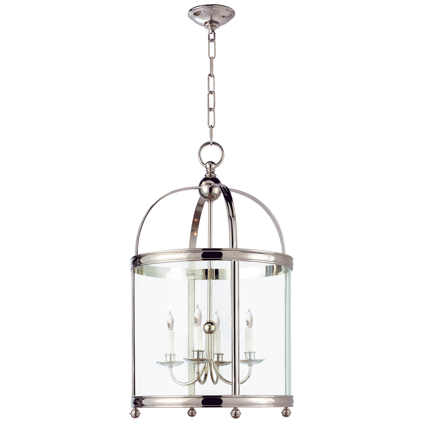 Edwardian Arch Top Medium Lantern in Polished Nickel