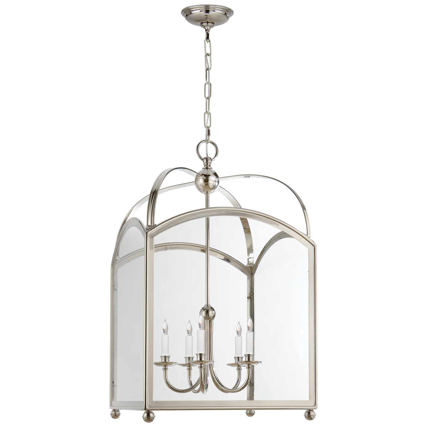 Arch Top Large Lantern in Polished Nickel