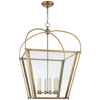 Riverside Large Square Lantern in Antique-Burnished Brass with Clear Glass