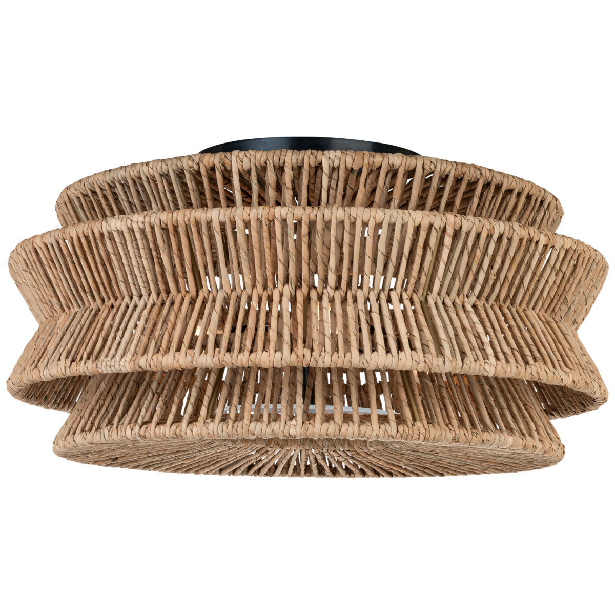 Antigua XL Semi-Flush Mount in Bronze and Natural Abaca