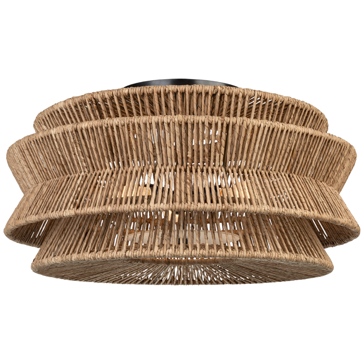Antigua Grande Semi-Flush Mount in Bronze and Natural Abaca
