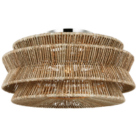 Antigua Grande Semi-Flush Mount in Polished Nickel and Natural Abaca