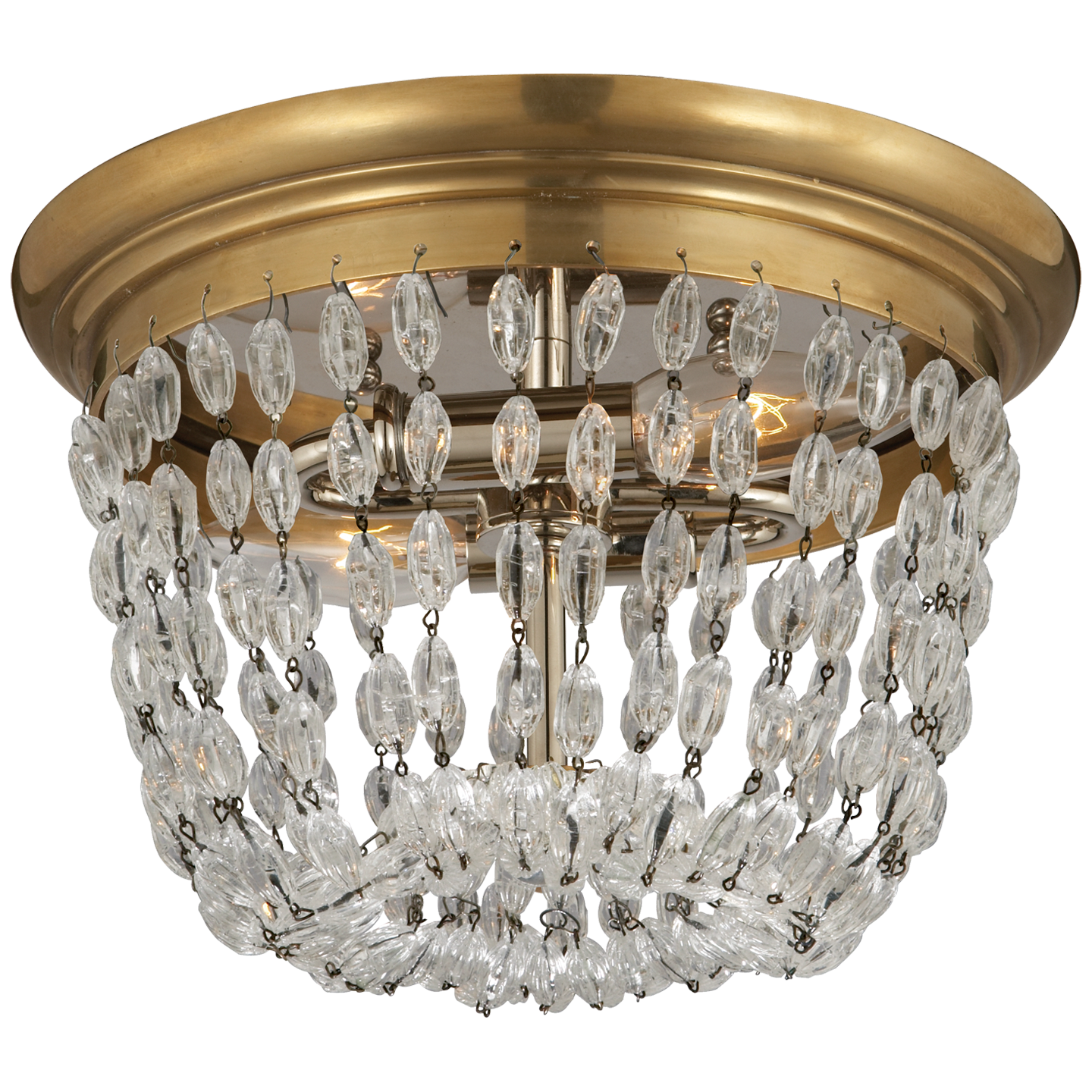 Paris Flea Market Small Flush Mount in Antique-Burnished Brass with Seeded Glass