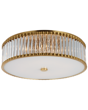 Kean 24" Flush Mount in Hand-Rubbed Antique Brass with Clear Glass Rods and Frosted Glass Diffuser
