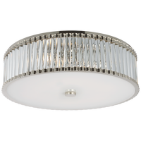 Kean 24" Flush Mount in Polished Nickel with Clear Glass Rods and Frosted Glass Diffuser