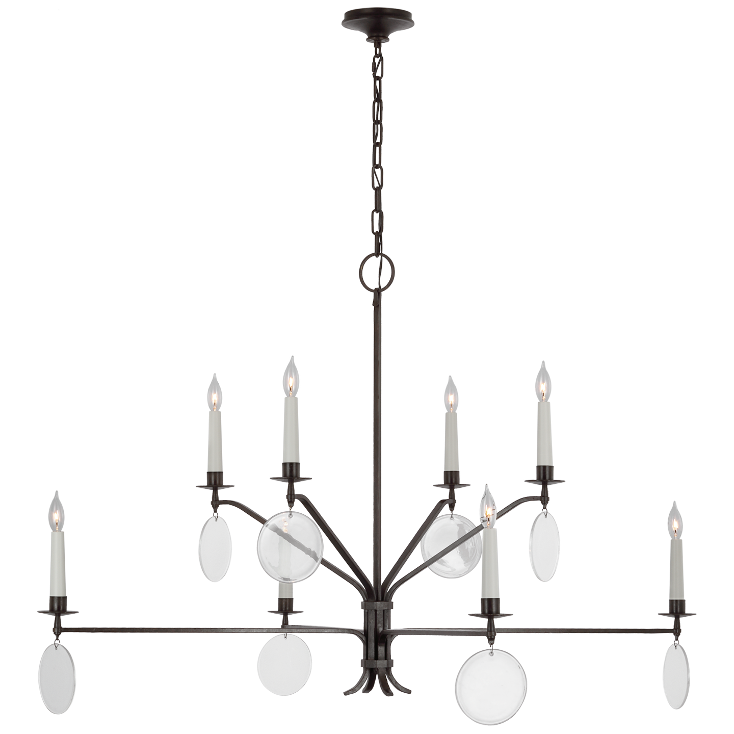 Danvers Grande Two-Tier Chandelier in Aged Iron with Clear Glass Open Box