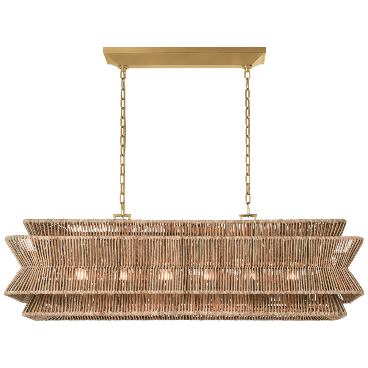 Antigua 54" Linear in Antique-Burnished Brass and Natural Abaca